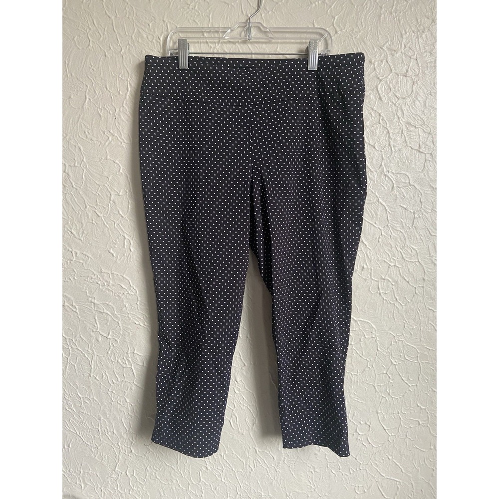 Just Be Women Pull-On Stretch Capris Black And White Polka Dots Size L 90s Y2K
